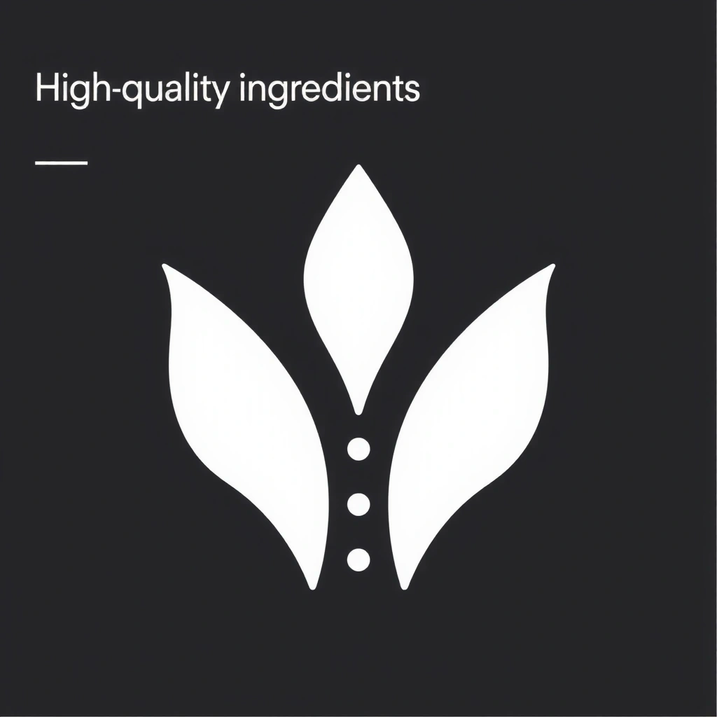 A stylized icon representing high-quality ingredients, perhaps a leaf or a drop.