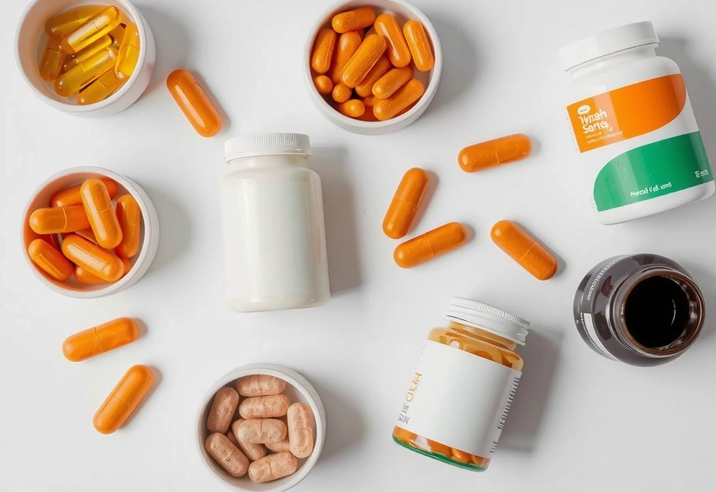 Assortment of dietary supplements and vitamins, representing holistic health.